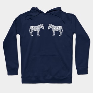 Zebras in Love - African animals ink art design - on blue Hoodie